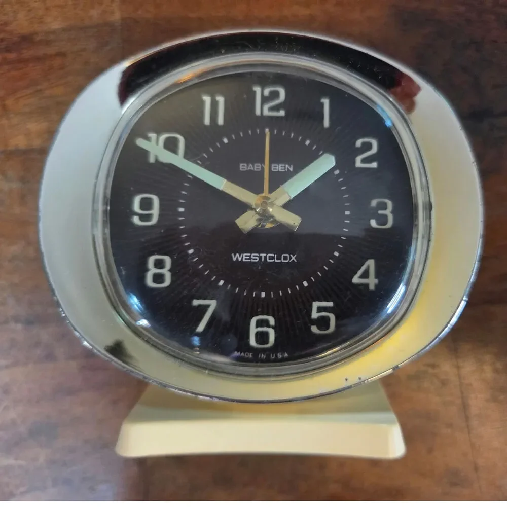 Vintage Westclox Baby Ben Alarm Clock Brown Dial Luminous Hands Made in USA